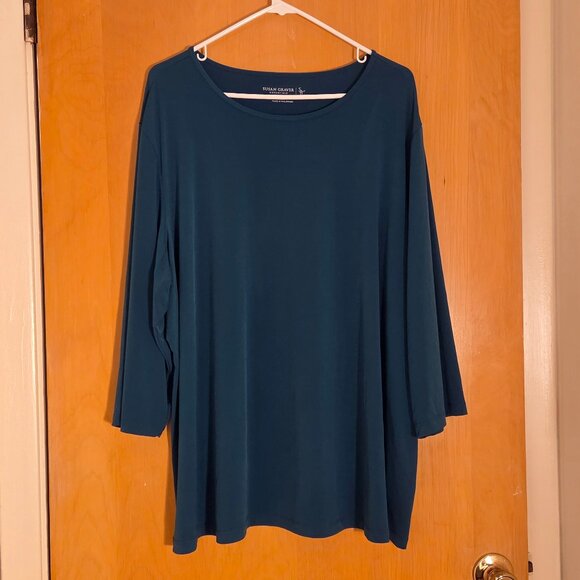 Susan Graver Essentials Liquid Knit Pullover Tunic Top Size 3X Forest Green - Picture 1 of 7